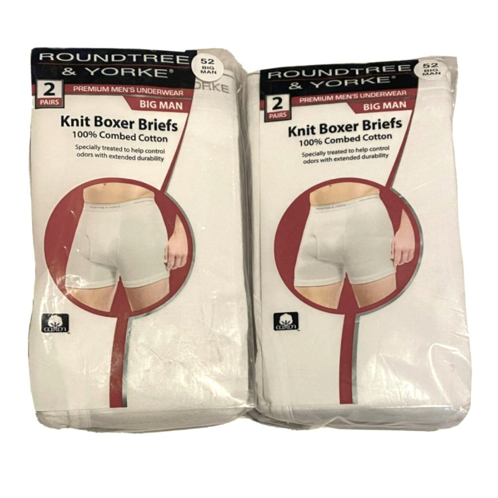 2 Sets Roundtree Yorke Knit Boxer Briefs Cotton Big Man Size 52